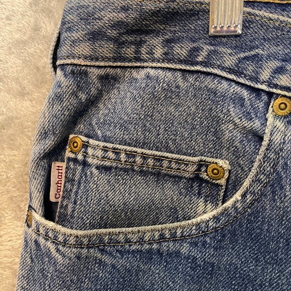 Carhartt Men High Rise Relaxed Loose Fit Destroyed Thrashed Denim Jean 42x32 - Picture 4 of 16